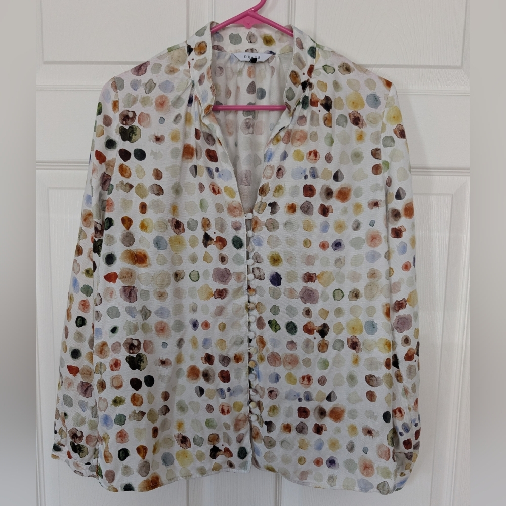 Brass Watercolor Polka Dot Women's Blouse